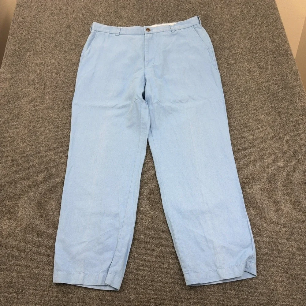 Brooks Brothers Pants Mens 40 Blue Irish Linen Cotton Clark Fit Chino Classic